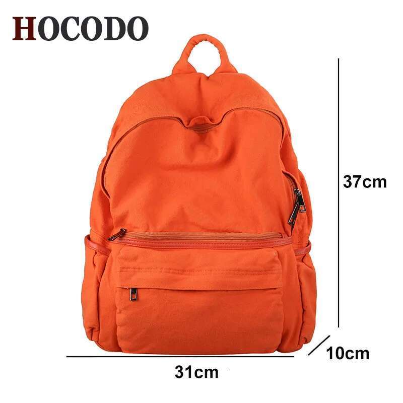 Simple Solid Color Canvas For Women College Student Vintage Laptop Bag Kawaii Ladies Travel Backpack Fashion Schoolbag