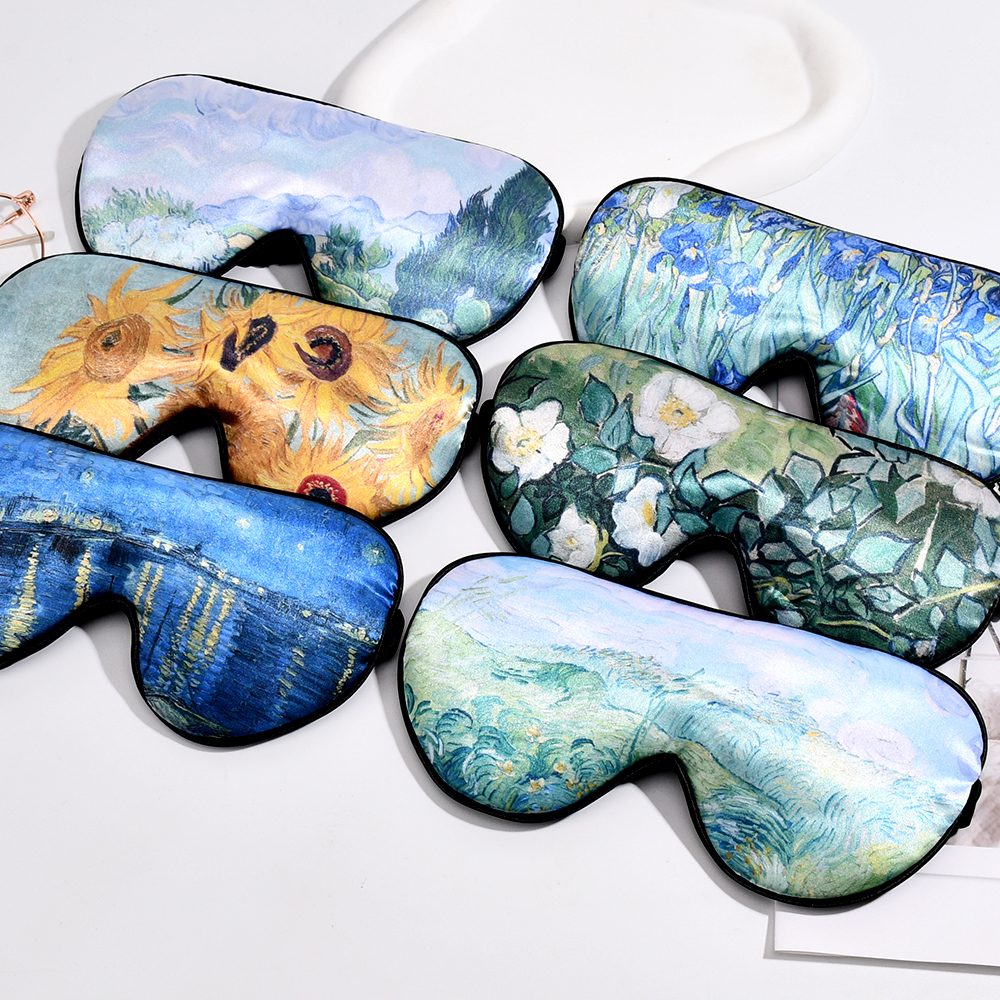 Retro Style Printed Eye Covers by Van Gogh Collection: Comfortable Unisex Traveling Sleeping Face Shield
