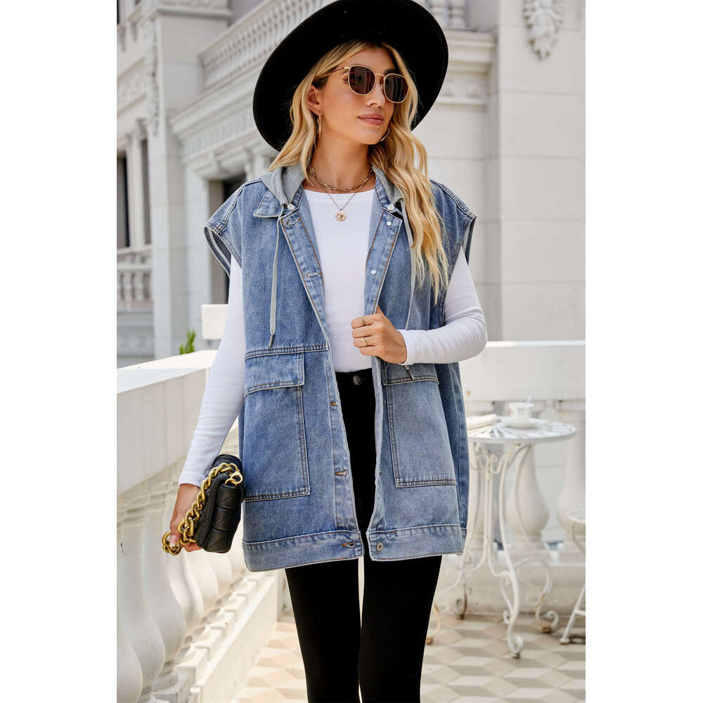 European American camisole, women's summer fashion trend, denim sleeveless vest, 2025 new style, chic and elegant clothing