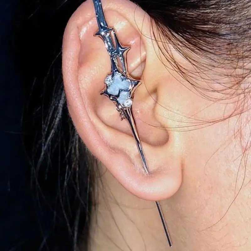 Retro Geometric Four-Pointed Star Earrings Niche Advanced Anti-sensitivity Front and Back Earrings Puncture Ear Needle Y250510