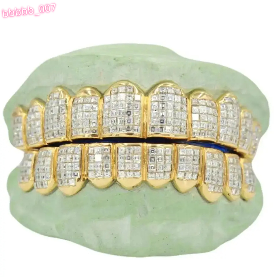 925 Silver Teeth Grillz Iced Out Moissanite Princess Cut Diamond Grillz Teeth Fine Jewelry Mens Hip Hop Custom Grillz for Men