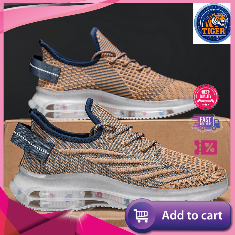 Ddmytiger Putian Coconut Men S Spring Breathable Flyknit Mesh Sports And Leisure Running Ultra Light Air Cushion Shock Absorbent Black Trendy Shoes Ou