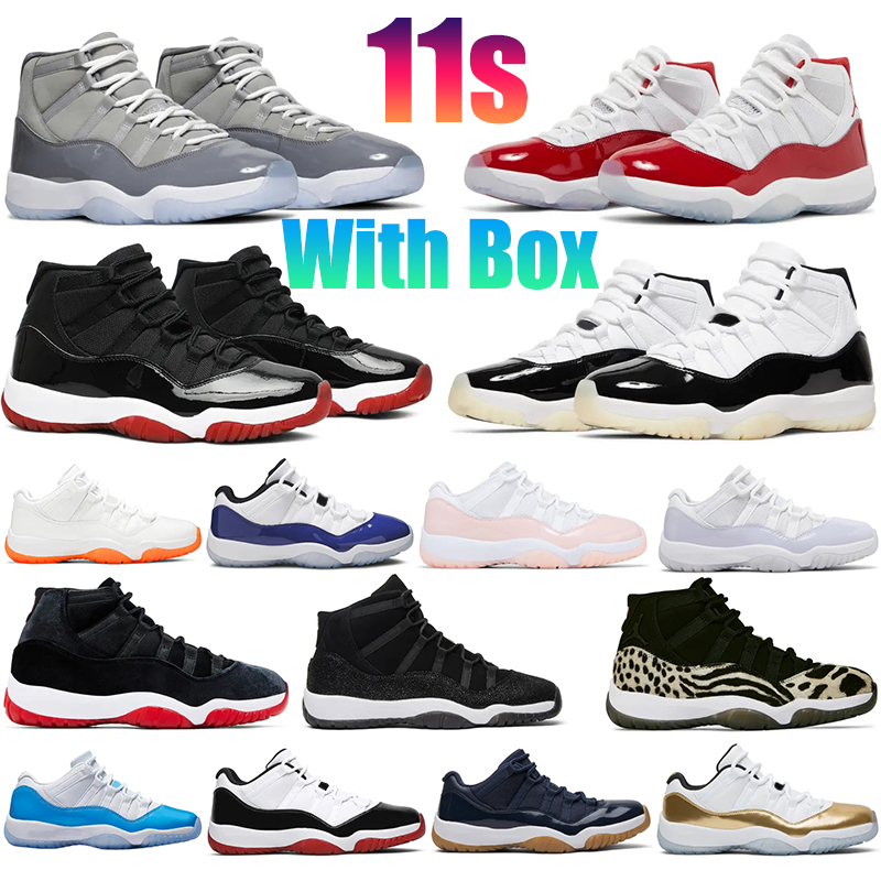 with box 11 Low Pure Violet Basketball Shoes 11s Bred 72-10 Space Jam Emerald women men Sneakers Size 36-47