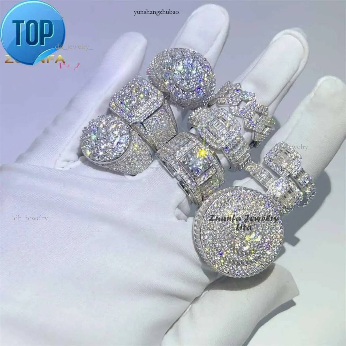 Band Rings New arrival fine jewelry sterg sier iced out dia hip hop mens moissanite ring