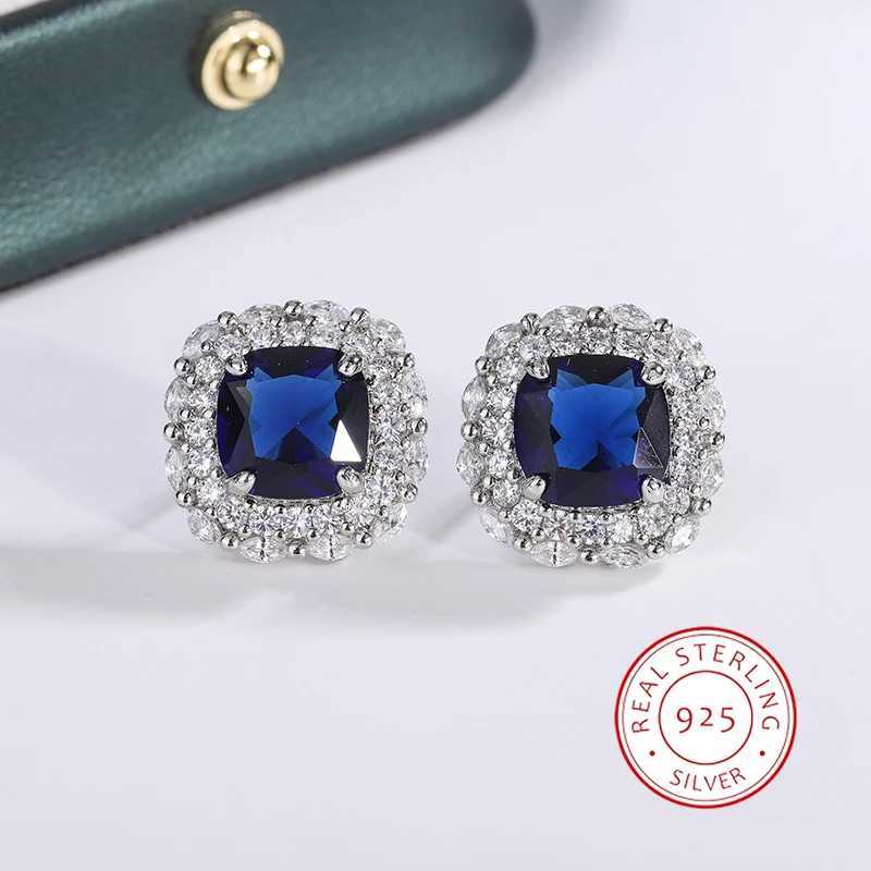 925 Silver Plated Earrings for Women Shiny AAAA Blue Zircon Earrings Stylish Sterling Silver Jewelry Anniversary Gift Earring Y250510