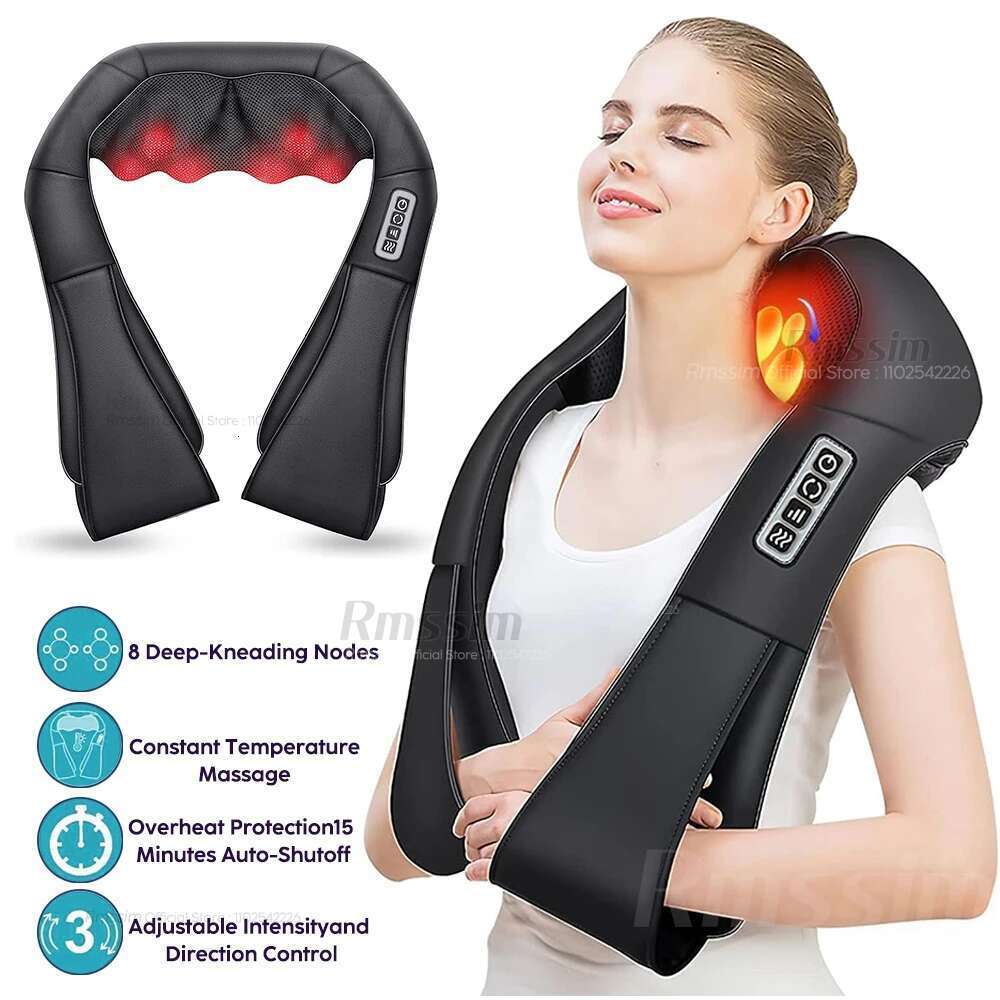 Shiatsu and Shoulder Heated Back Massager U Shape Deep Kneading Electric Massage Pillow For Neck Waist Leg Body