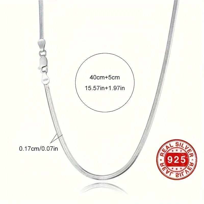 Hypoallergenic Luxury Accessory: Sterling Silver S925 Herringbone Style Chain Necklace