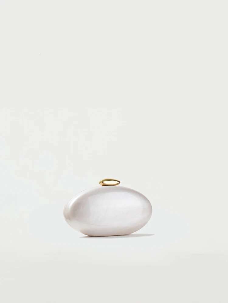Egg shape Clutch Bag Acrylic women wedding evening party cute ivory pearl color purse handbag summer new