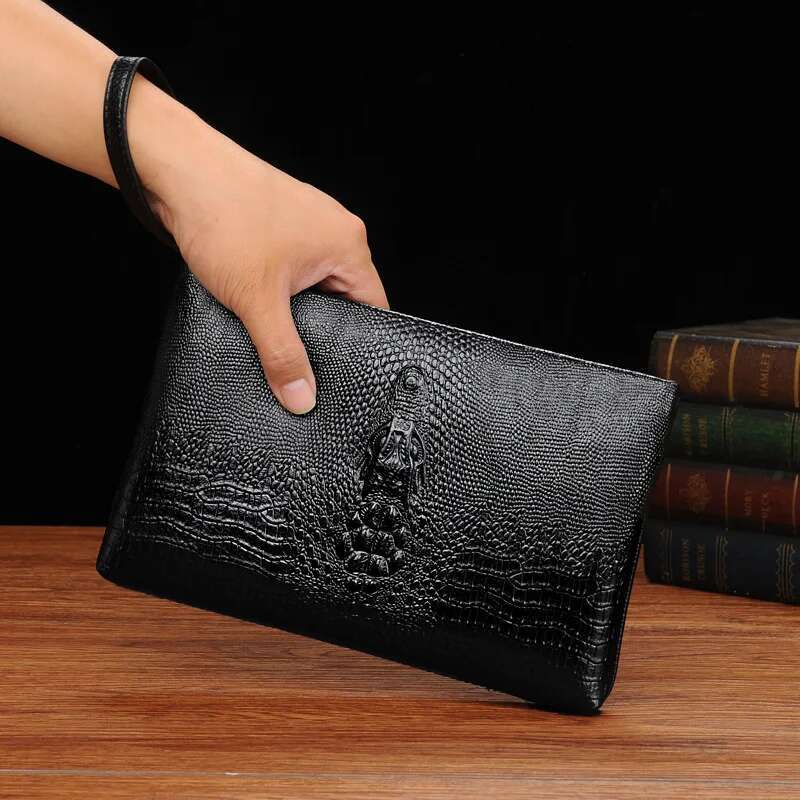 Brand Clutch Fashion Long Wallet Men Leather Double Zipper Business Purse Black Brown Casual Male Handy Money Bag