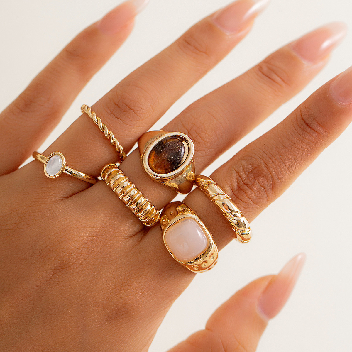 Chic & Trendy Handcrafted Accessories: Bohemian-Themed Unisex Ring Sets with Variety