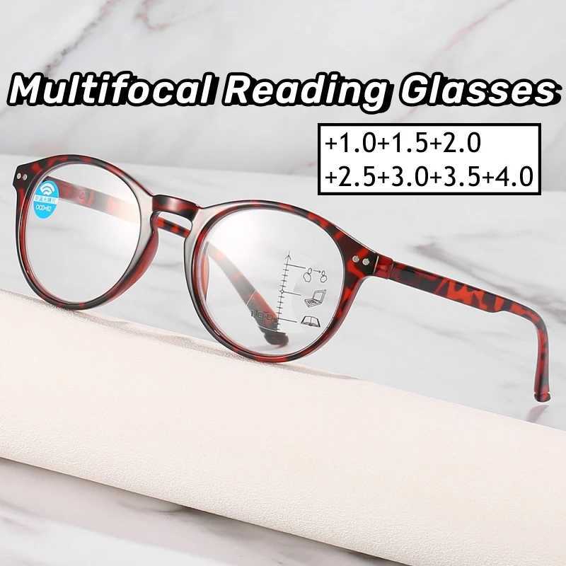 Round Frame Progressive Glasses Men Ultralight HD Multifocal Reading Glasses Ladies Women Blue Light Blocking Presbyopia Eyewear W250513