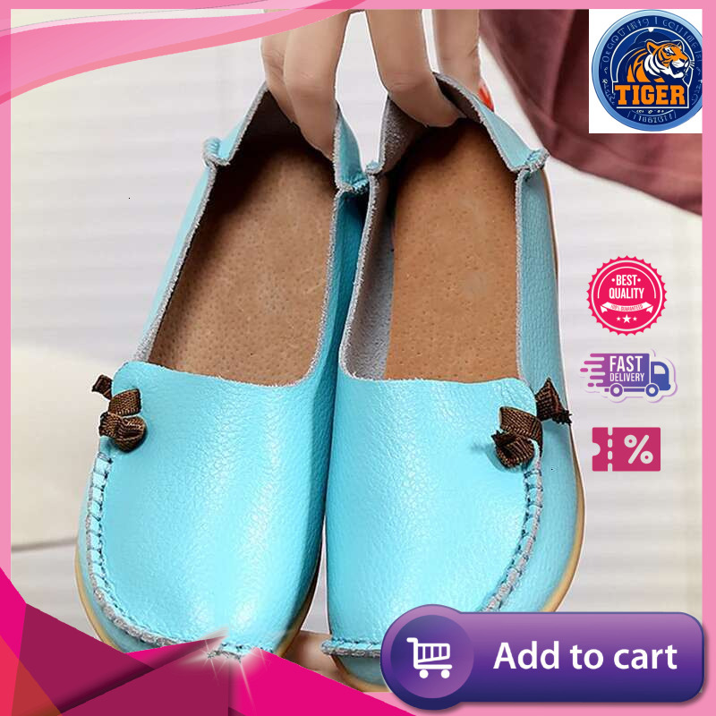 Ddmytiger Leather Flat Bottom Ladies Casual Mom Soft Loafers Women S Shallow Summer Comfort Flats Nursing Shoes Female Outdoor Shoes