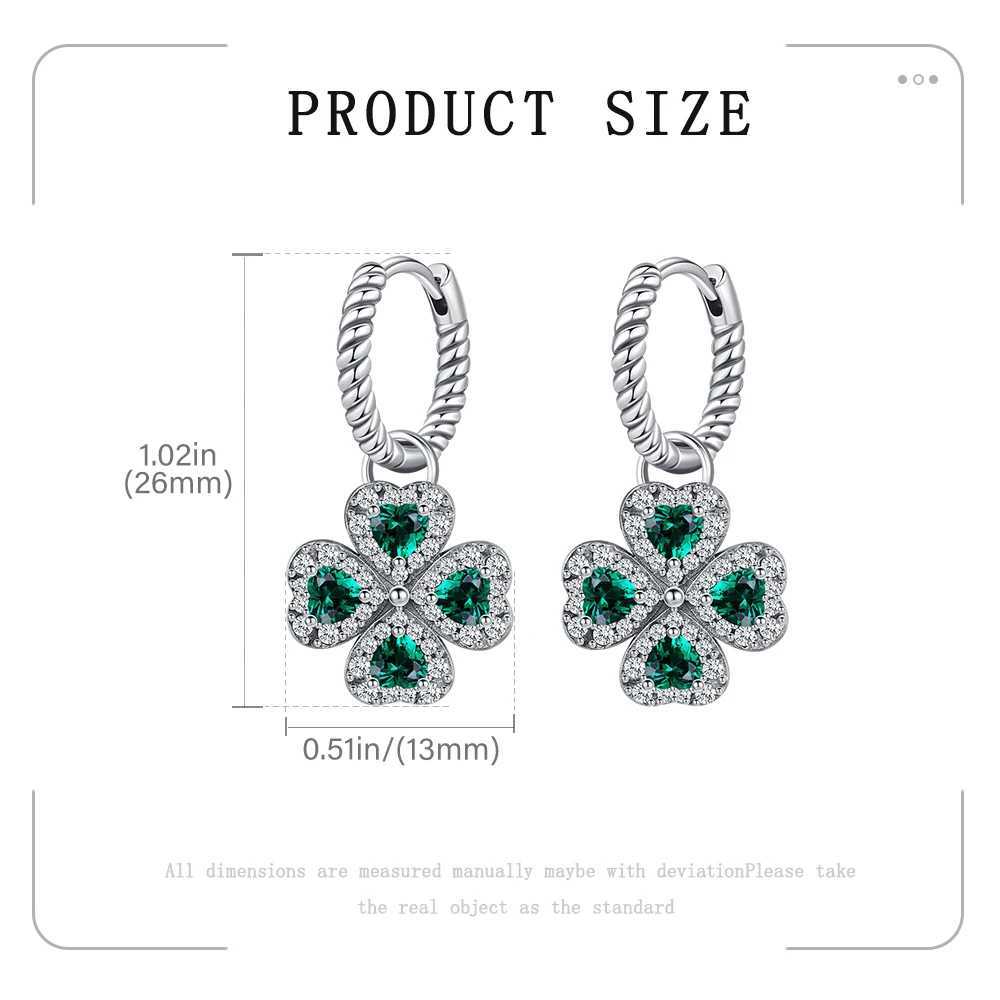 925 Sterling Silver Elegant Sparkling Lucky Clover Hoops Earring For Women Fashion Jewelry Simple Fine Colorful Flower Love Gift Y250510