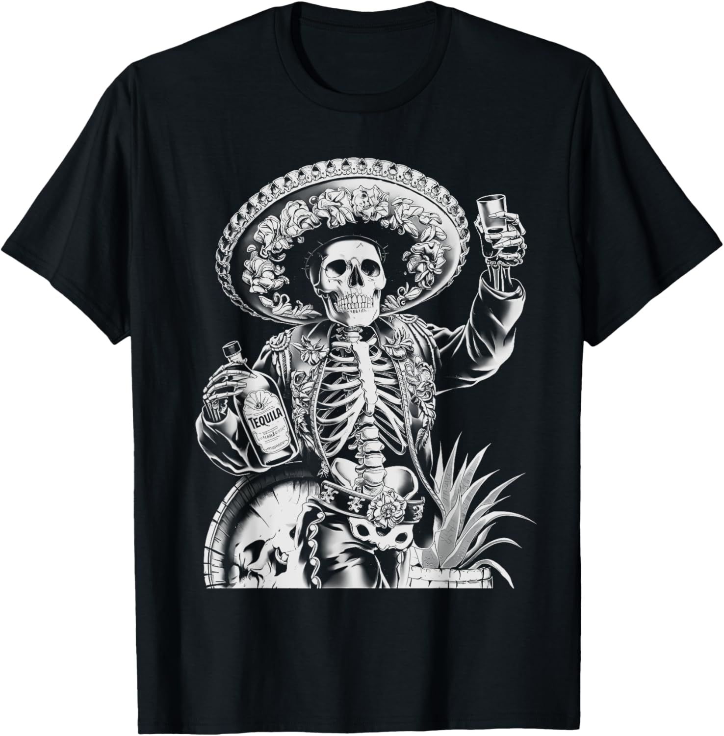 Mexico Vintage Skeleton Tequila Dia De Los Muertos Mexican T Shirt