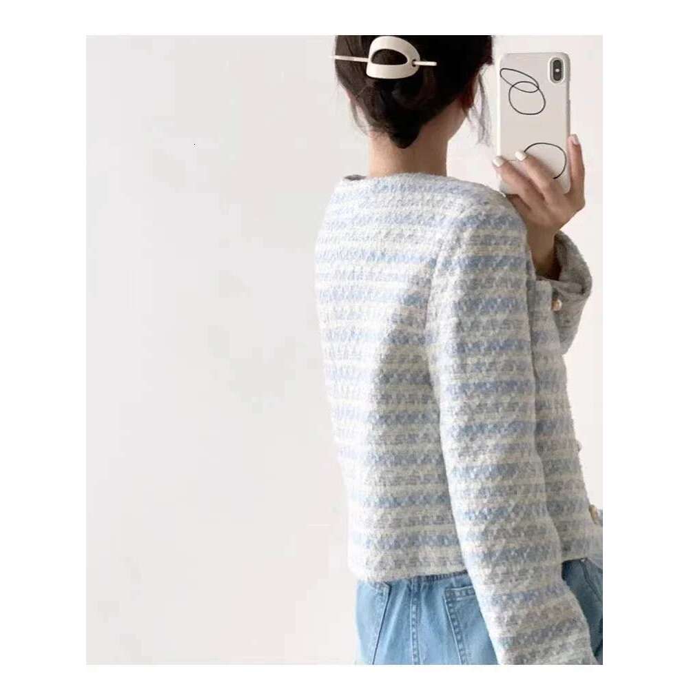 ITOOLIN Autumn Winter Elegant Tweed Cardigan Short Coat With Pocket Single Breasted Jacket For Women Loose Outwear 2024