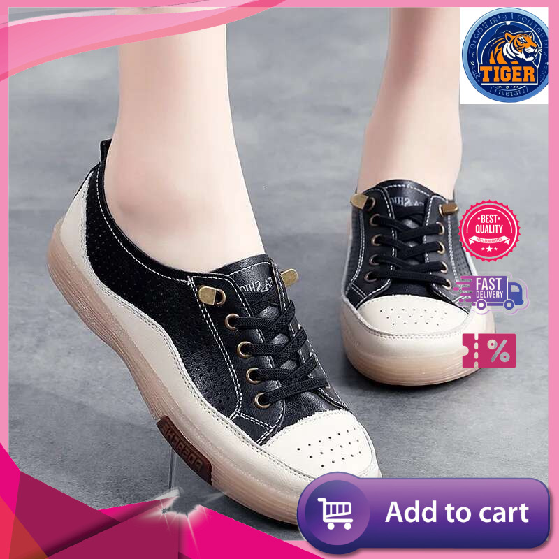 Ddmytiger Women Flat Summer Breathable Cutout Casual Ladies Soft Bottom Genuine Leather Flats White Shoes Woman Outdoor Shoes