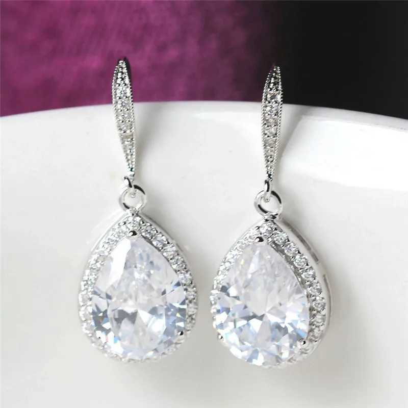 Huitan Classic Drop Earring for Women White/Blue/Purple CZ Stone Wedding Engagement Party Accessories Simple and Elegant Jewelry Y250510