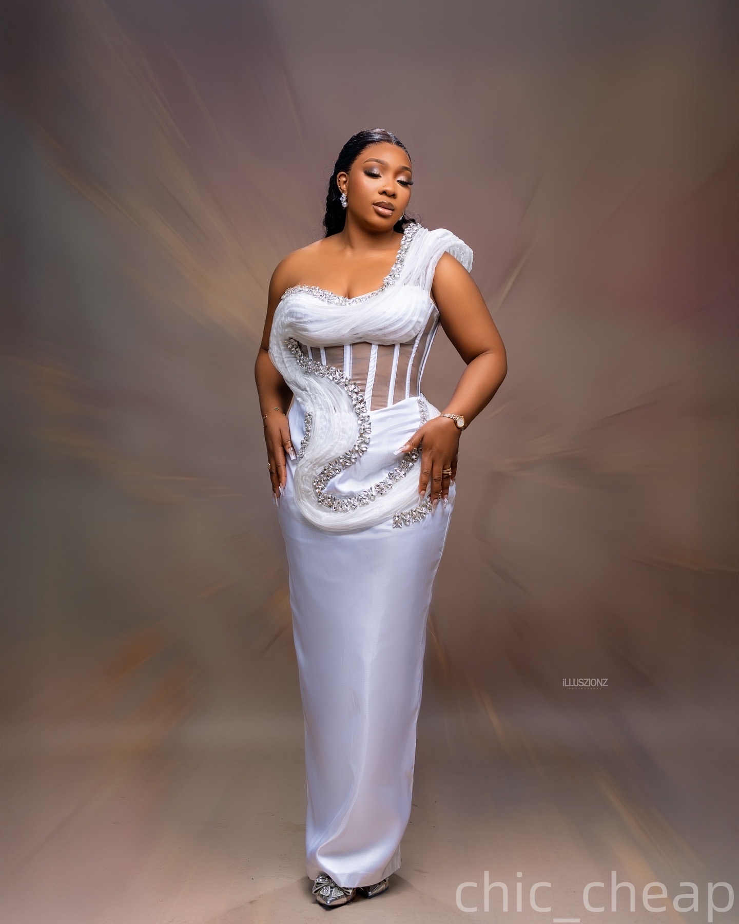White Sheath Plus Size Prom Dresses 2025 One Shoulder Crystals Satin Evening Formal Party Second Birthday Engagement Gowns Dress For Special Occasions