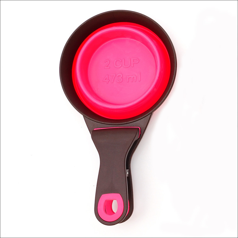 Silicone Collapsible Pet Scoop Food Measuring Cup For Cats Dogs Multi-Function Sealed Bag Clip Cat Litter Shovel Pets Food Water Scooper Set 1/4 1/2 C