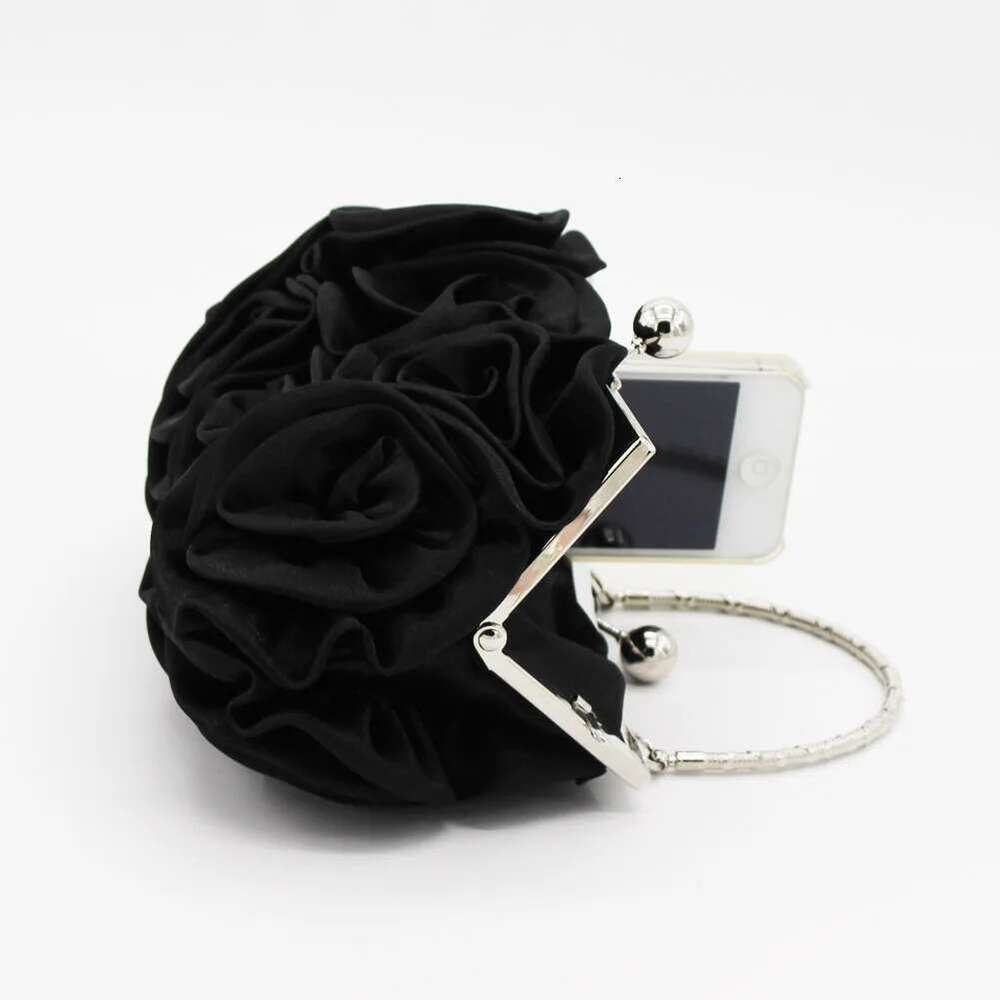 Designer Bag 2025 Fashion Silk Rose Flower Women's Wedding Bridal Clutch Metal Chain Shoulder Bag Lady Crossbody Bags Luxury Bag