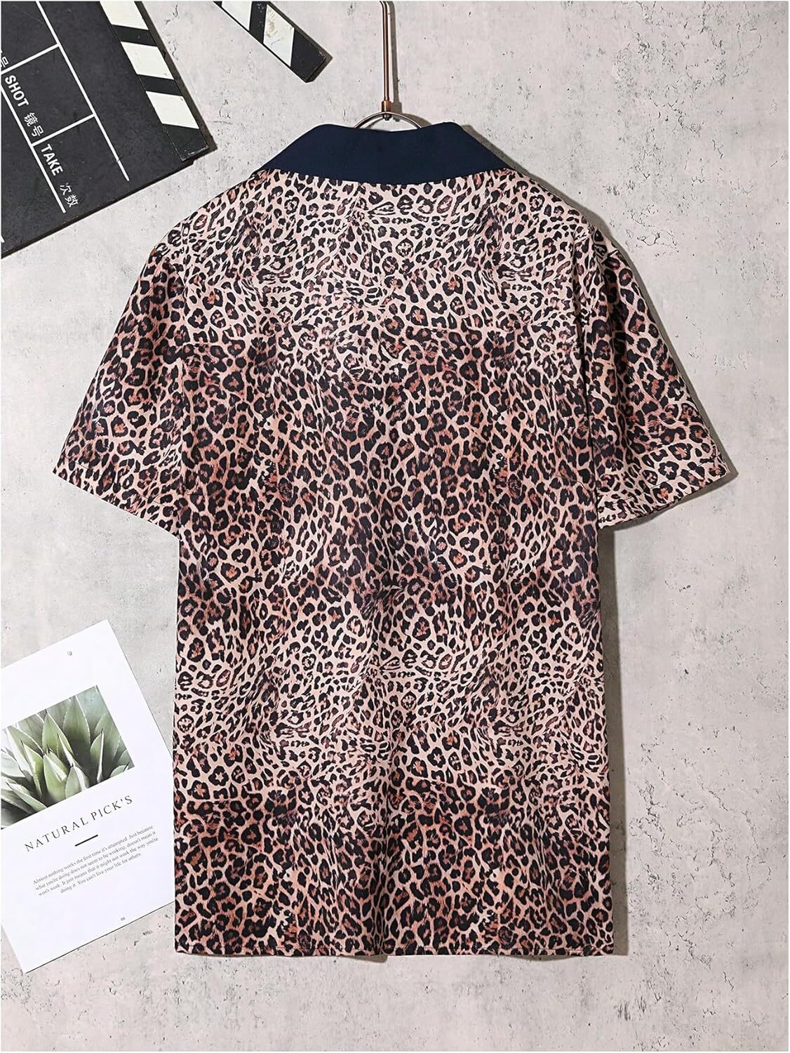 Mens Polo shirt Men's Cheetah Print Tops Button Down Shirt Collared Short Sleeve Club Tops Polos shirts tshirt Casual tops summer clothes