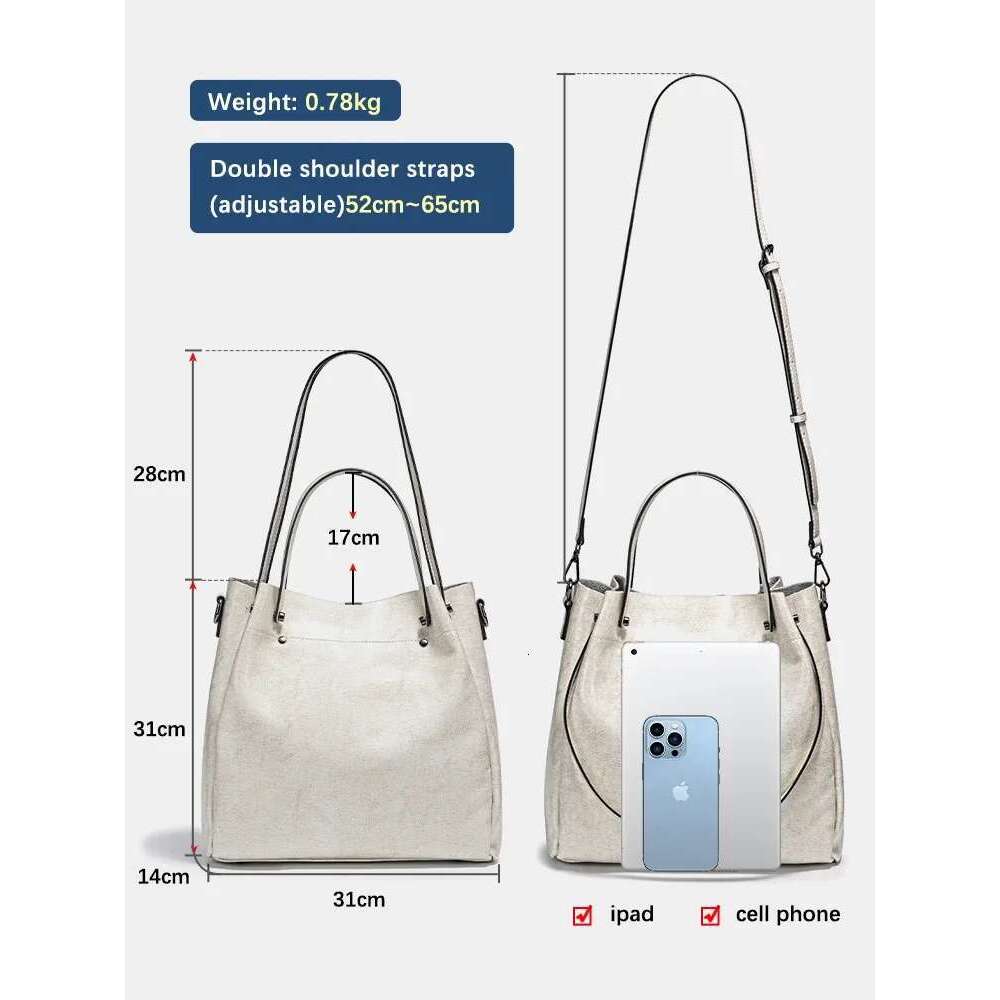 Designer bag231 Zency Women Shoulder Cowhide Leather Large Capacity Handbag Multifunction Use Crossbody Messenger Bag Bucket Shopper