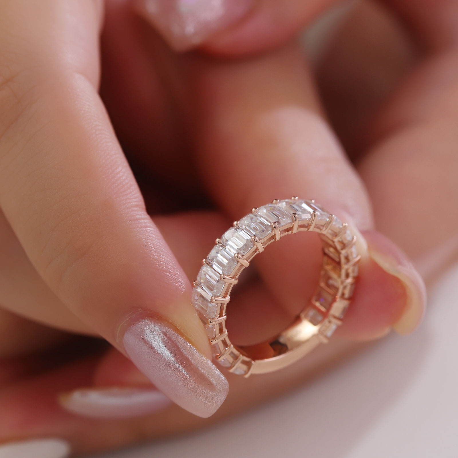 Advanced Custom 18k Rose Gold DEF VVS Moissanite Diamond Ring Fashion Jewelry Rings Set Engagement Anniversary Band Rings