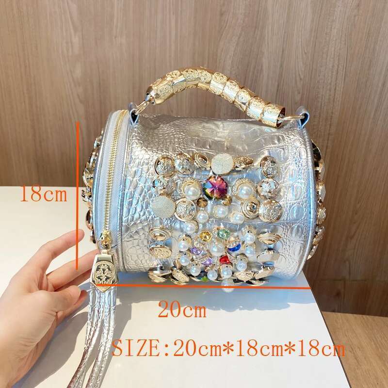 Designer Handbag For Women Purses And Handbag Handmade Beaded Pillow Casual Sier Bucket Messenger Shoulder Bag