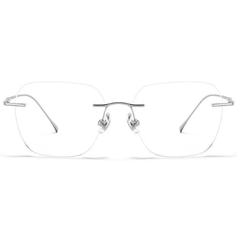 VICKY Ultra-light Titanium Rimless Myopia Frames Unisex Simple Square Read Frames Glasses Customized Prescription Glasses F0623 W250513