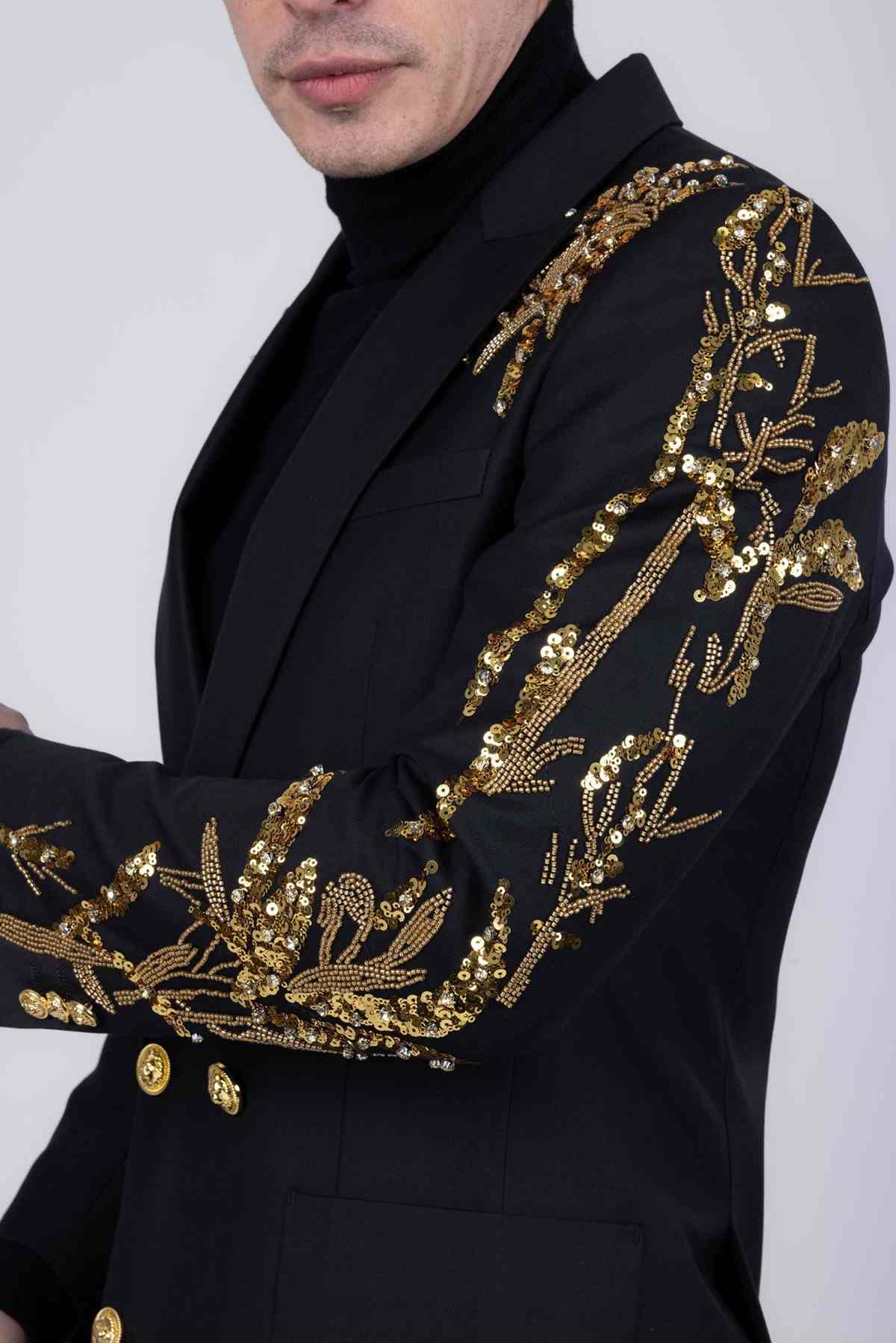 Classic Appliques Groom Tuxedos 2 Piece Set Jacket Vest Sequins Men Suits Double Breasted Wedding Party Suit Customized