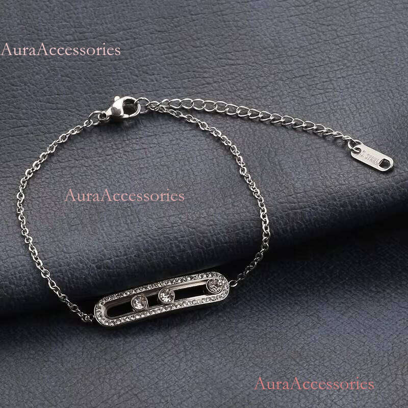 Famous Brand Square Bar Design Sense Shape Pendant Paper Clip Women's Bracelet European and American Popula