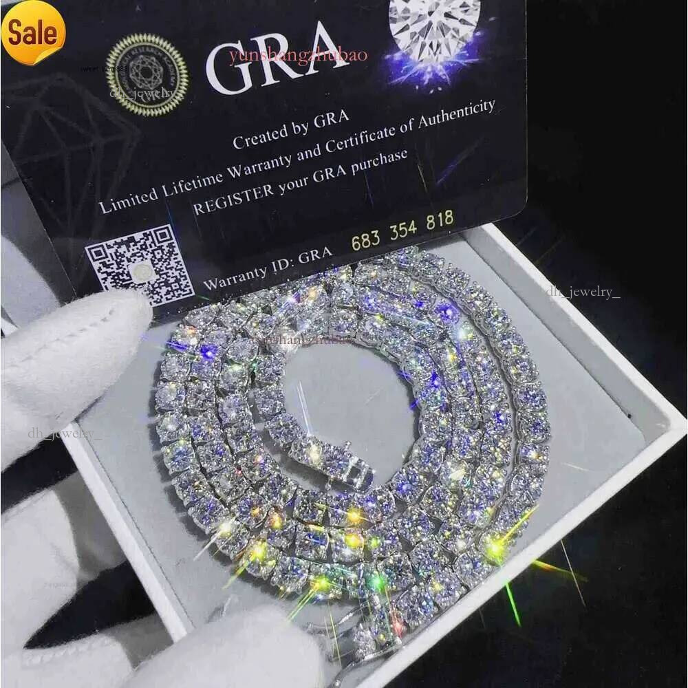 Fashion Jewelry Hip Hop Necklace Pass Dia Tester 5mm Vvs Moissanite Iced Out Tennis Chain for Men Women