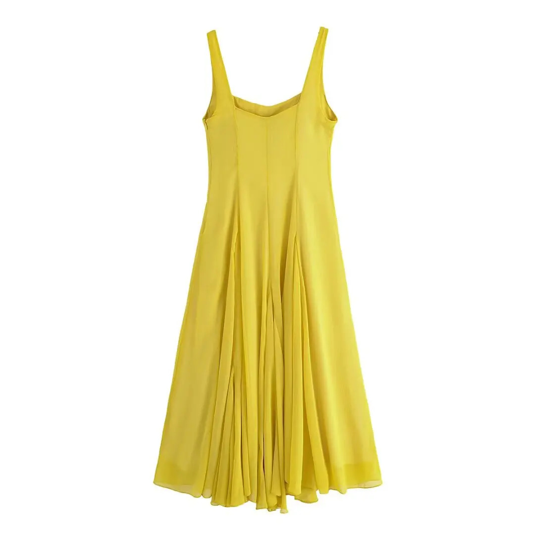 UNIZERA Womens Dress Fashionable Vacation Style Wide Shoulder Straps Folded Flute Summer 250513
