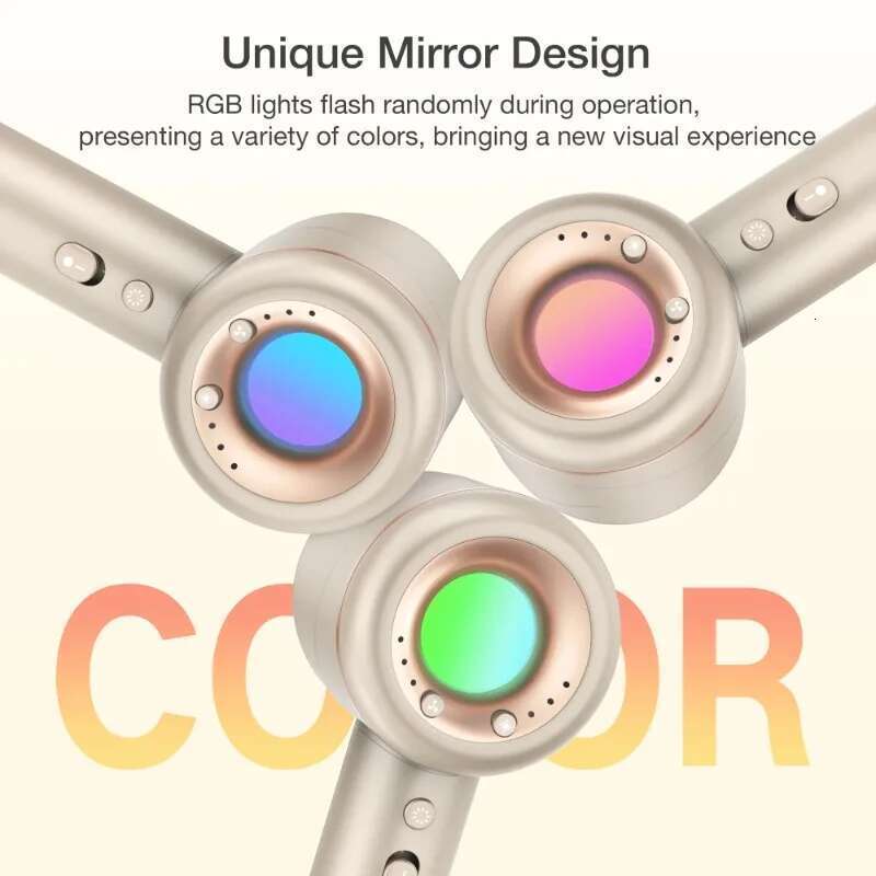 Moosoo Blow Dryer Women, Hair Dryer, 4 Temps & 3 Speeds With RGB Light For Home, Travel