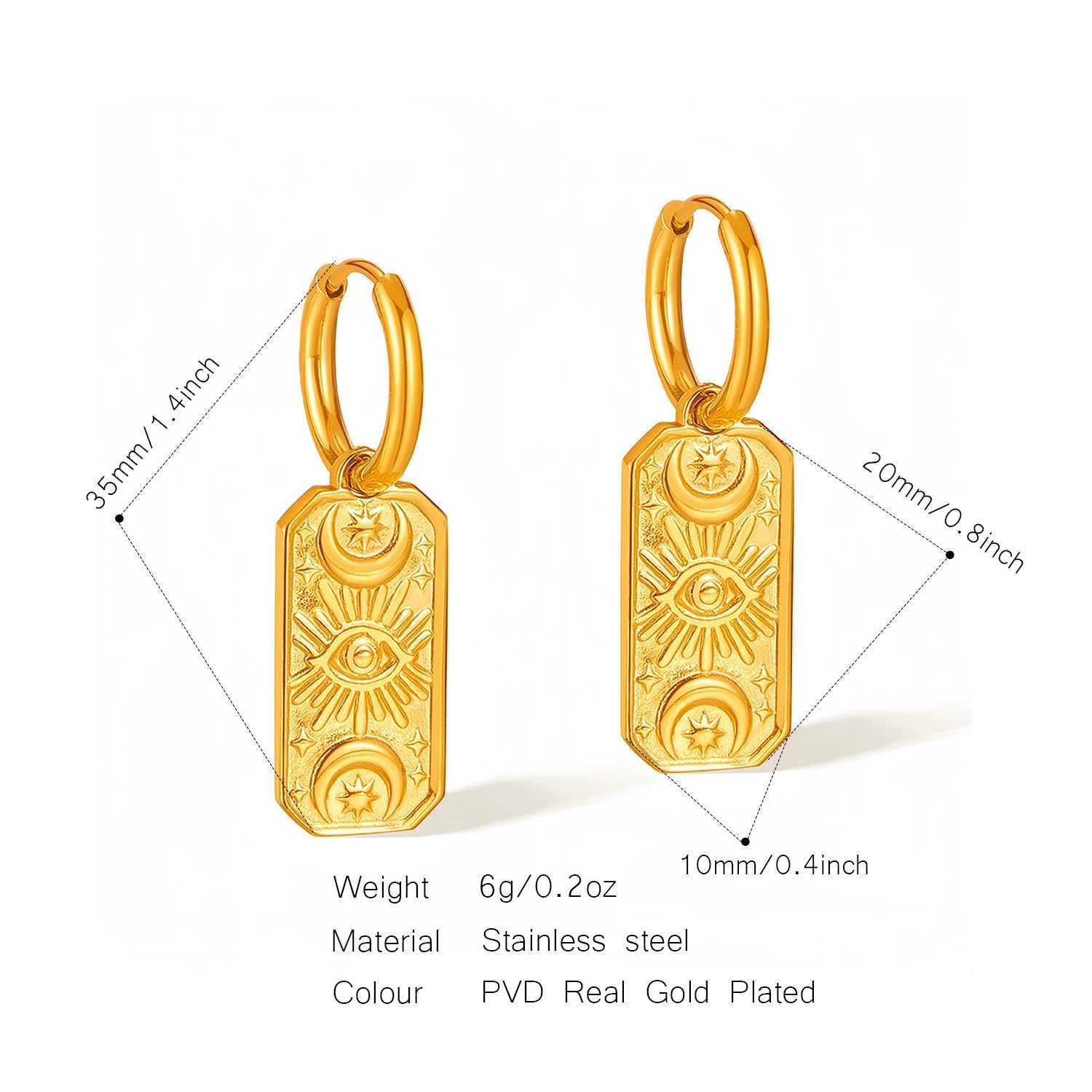 UHBINYCA Devils Eye Pendant Earrings for Women Stainless Steel Gold Plated Anti Rust Jewelry Y250510