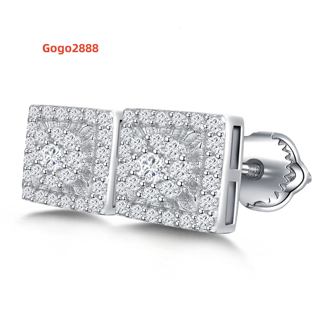 Luxury Jewelry Classic Screw Back Hip Hop 925 Sterling Silver Vvs Moissanite Diamond Stud Earrings