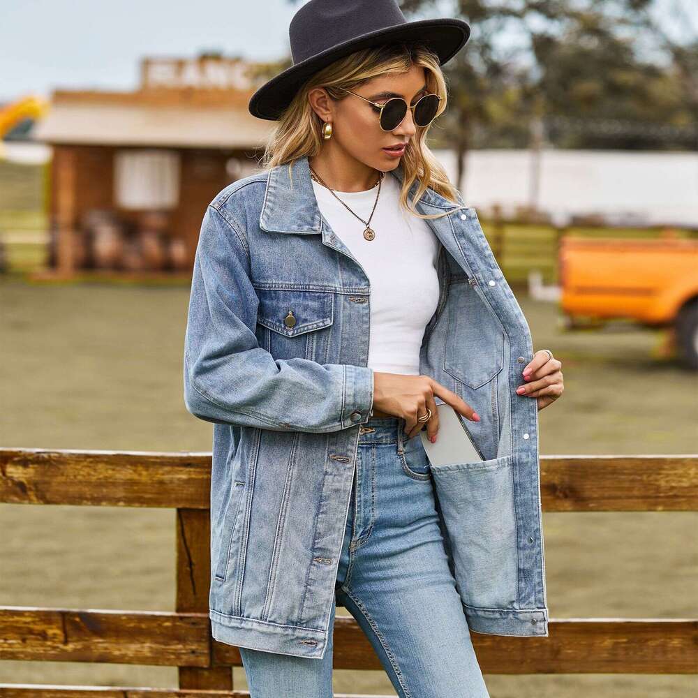 European and American versatile retro classic loose denim jacket top, women's 2025 new casual fashion trend clothing