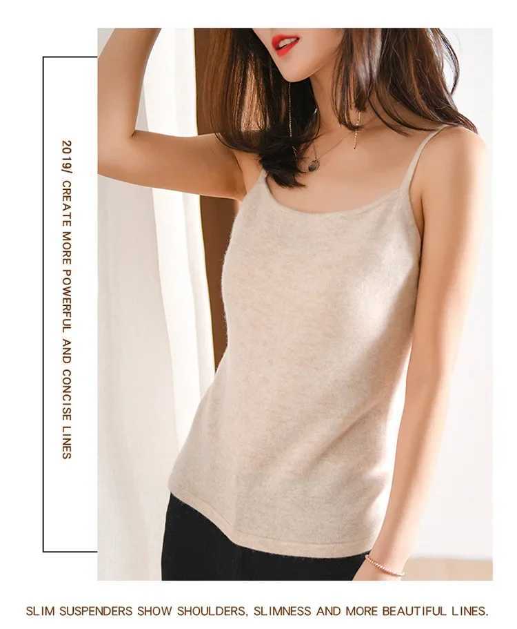 New Cashmere Camisole Wool Knitted Sling Top Cashmere Inner and Outer Wearing Solid Color Wool Inner Top M250513