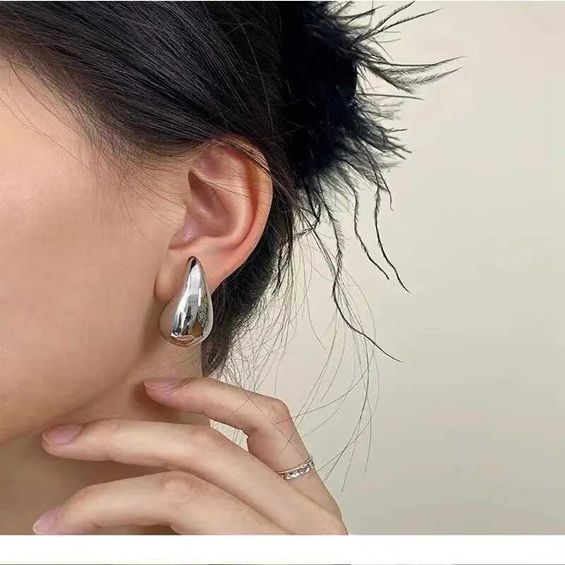 Light Weight CCB Gold Plated Water Drop Stud Earrings for Women Statement Chunky Dome Teardrop Earrings Y250510