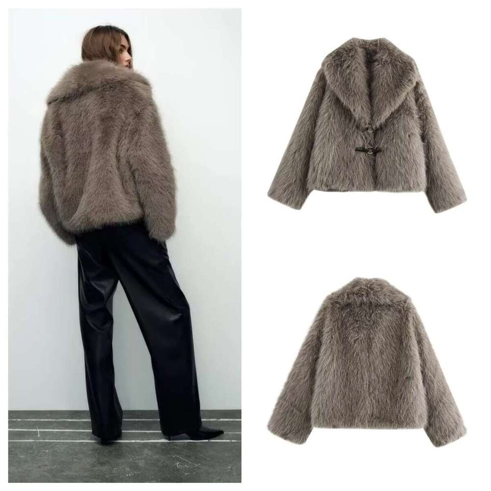 European and American new fashion versatile lapel imitation fur western style warm jacket