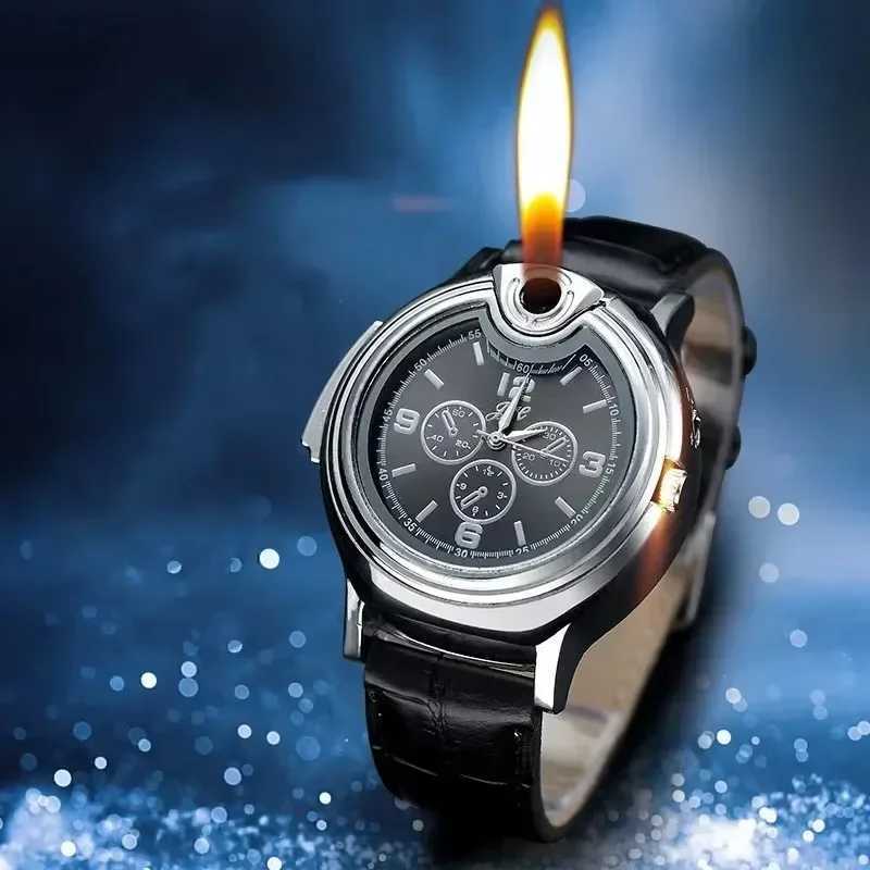 New Trendy Metal Gas Watch Lighter Men Outdoor Windproof Portable Rechargeable Lighter Fashion and Cool Personty Gift 2025 Y250513