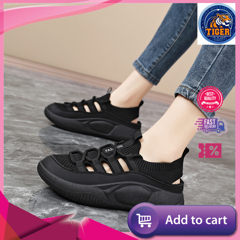 Ddmytiger Breathable Black Women S New Summer Hollow Out Single Net Lightweight Soft Sole Sports Kitchen Anti Slip Work Shoes Outdoor Shoes