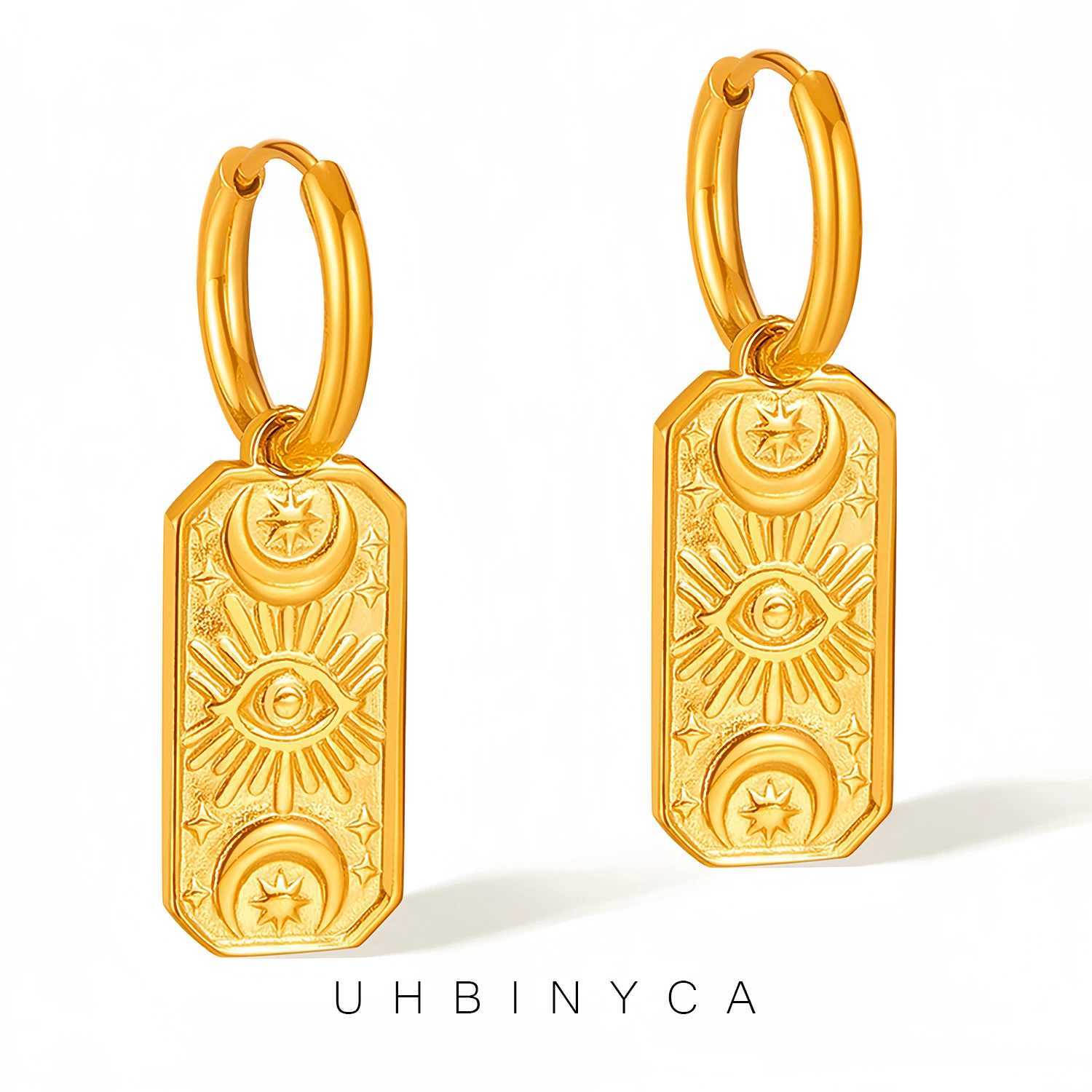 UHBINYCA Devils Eye Pendant Earrings for Women Stainless Steel Gold Plated Anti Rust Jewelry Y250510