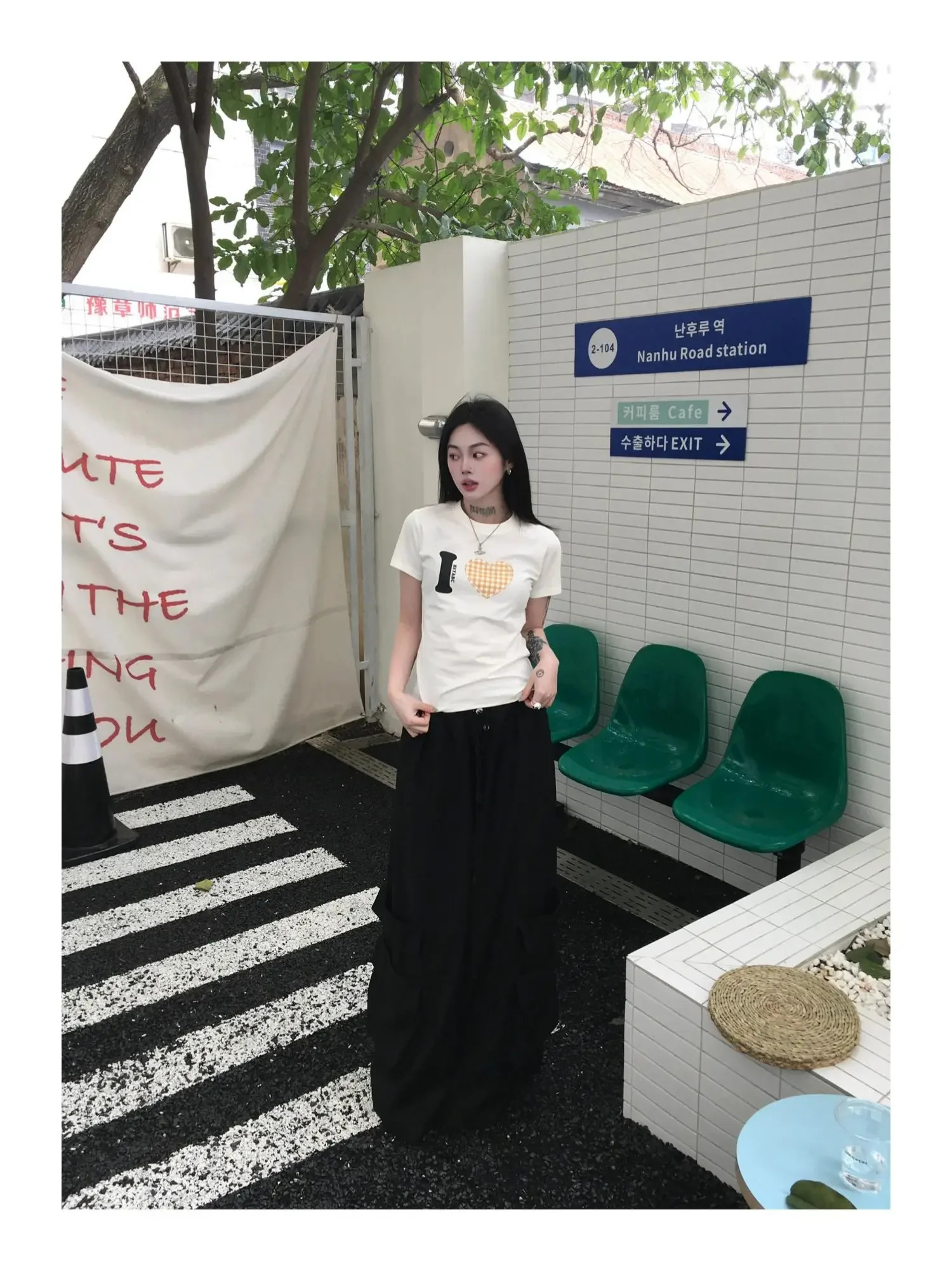 Summer Love Pattern Print Tshirt Women Short Sleeve Casual Y2k Vintage Tops Streetwear T Shirt American Fashion Tee 250513