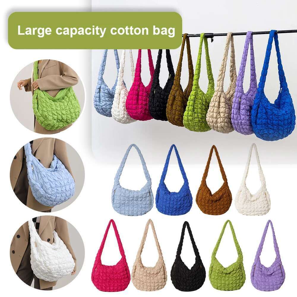 Women Puffer Tote Padded Quilted Shoulder Big Capacity Puffy Crossbody Bubble Satchel School Work Bag