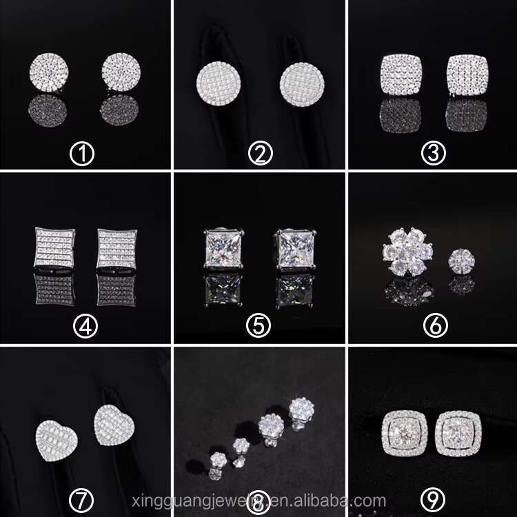 Luxury Fine Jewelry Iced Out Moissanite Flower Stud Earrings Hip Hop Sterling Silver 925 Cluster Earrings Women Men