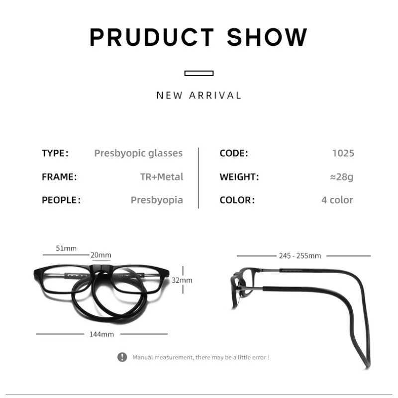 2024 Hanging Neck TR90 Mens and Womens Anti-blue Light Portable Ultra-light Computer Glasses Long Narrow Frame Fashionable Item W250513