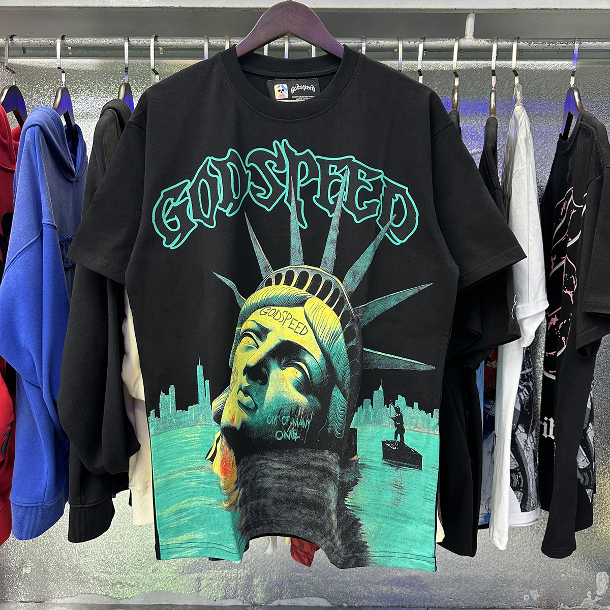 Men's T-shirt designer shirt medium long sleeved men's and women's punk hip-hop graffiti style pattern T-shirt large Harajuku loose short sleeved