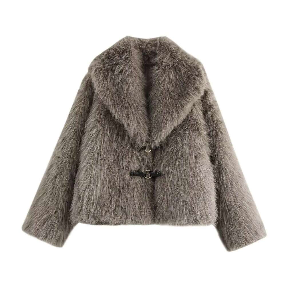 European and American new fashion versatile lapel imitation fur western style warm jacket