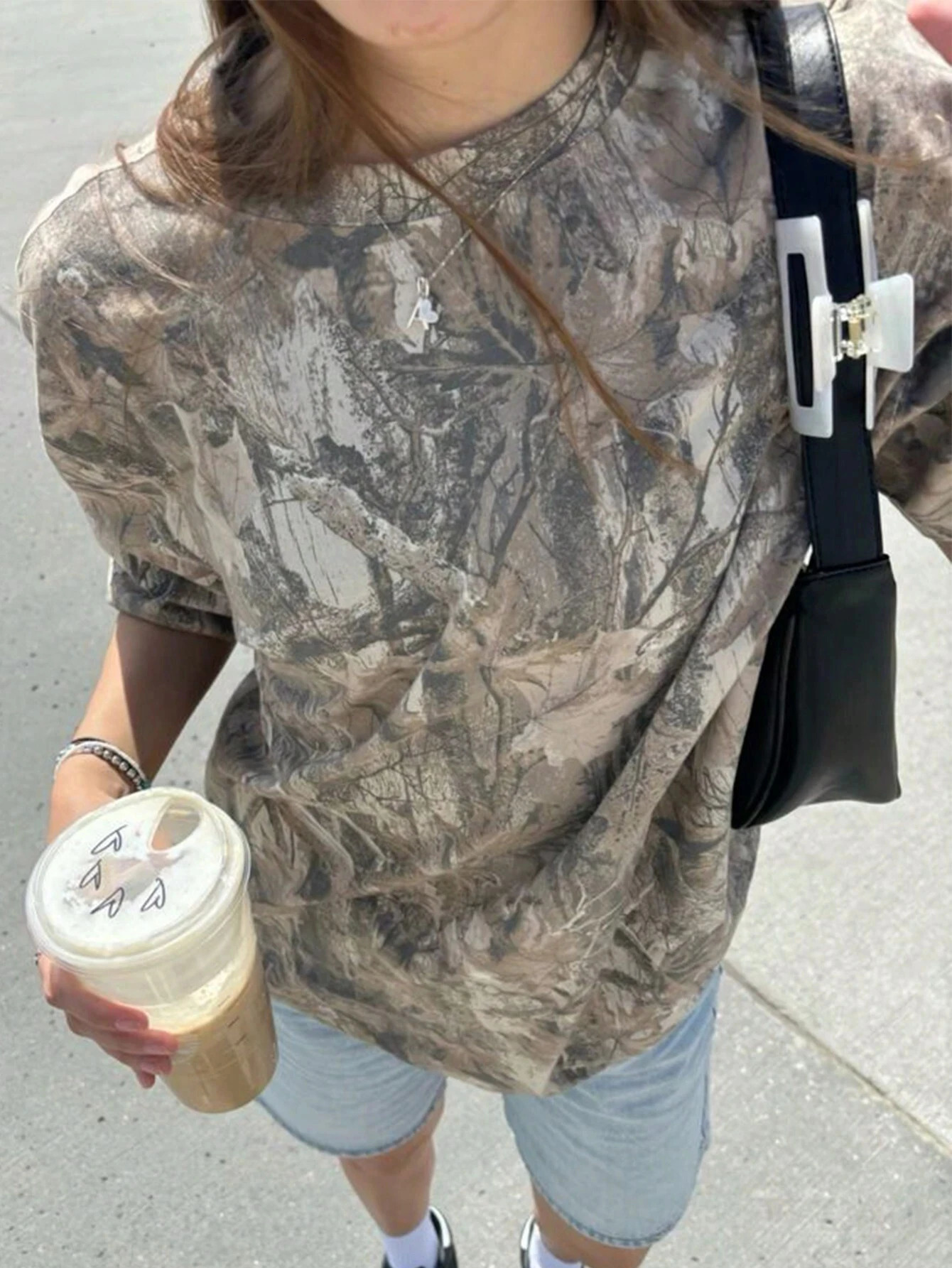 Y2K WomenS TShirt Round Neck Full Body Printed Loose Short Sleeved Fashionable Casual Retro Clothing Trend Women Top Tee 250513
